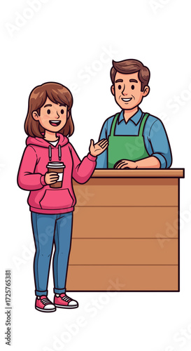 Friendly Barista Serving Coffee to Customer