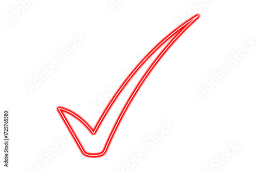 фотографія A bright red check mark symbol isolated on a clean transparent background, signi