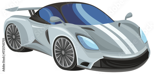 Cartoon street racing car vehicle on white background illustration for children