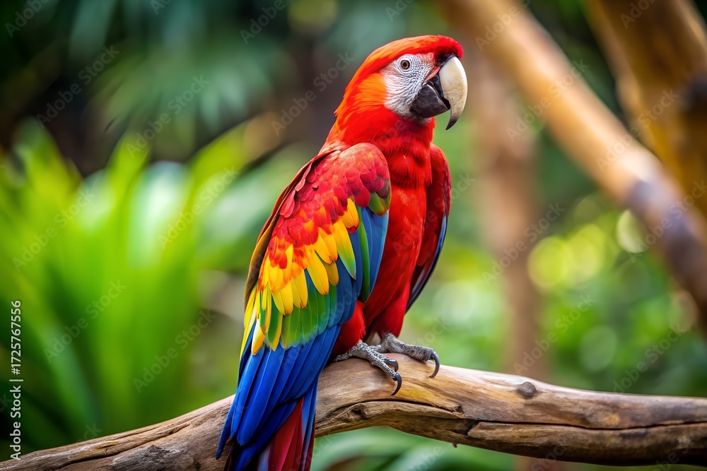 Obraz premium Colorful macaws in tropical nature with bright feathers and vibrant beaks