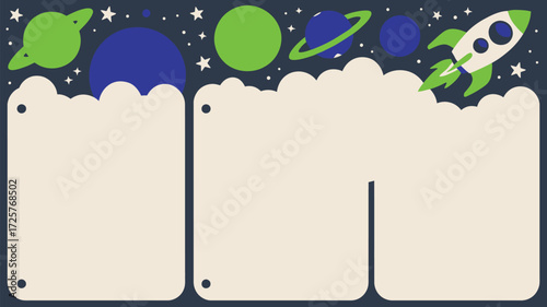 Space Rocket and Planets Template Kids Space Background