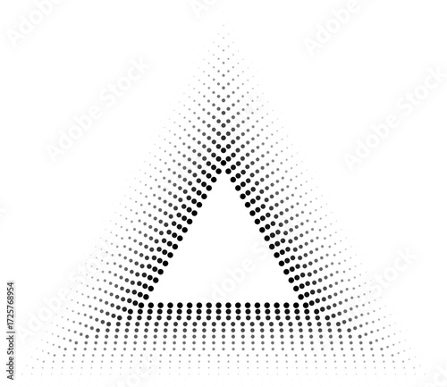 Triangular dotted frame with fourteen concentric outlines of varied thickness, arranged from thicker inside to thinner outside, enhanced by a fading gradient from center outward.