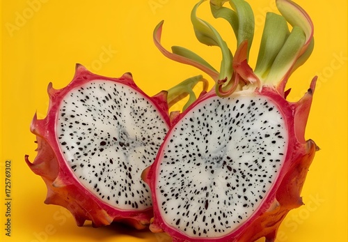 dragon fruit on white background