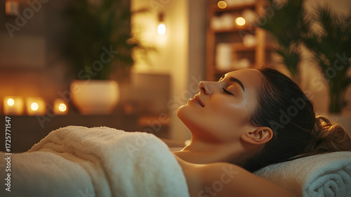 Woman relaxing while enjoying massage in luxury spa