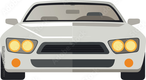 Silver Car Front View Illustration