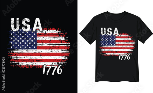 Grunge USA Flag 1776 Patriotic Design