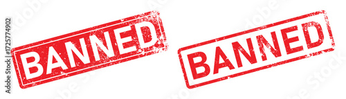 Vector Banned Stamp Illustration: Prohibit Sign, Warning Symbols