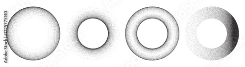 Abstract Gradient Texture: Rings and Sphere with Gritty Pattern - Vector Illustration