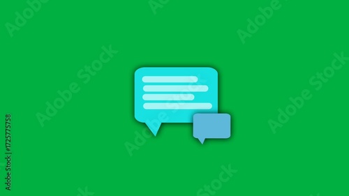 Two Chat Bubbles Speech Icons Dialogue communication concept Flat design style Green screen background