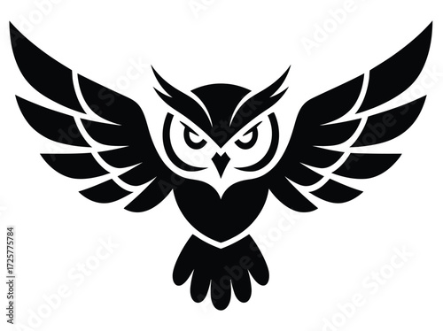 Modern abstract owl logo in black and white silhouette style for branding and identity design