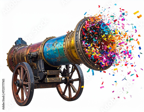 Confetti Cannon Bursting Colorful Confetti