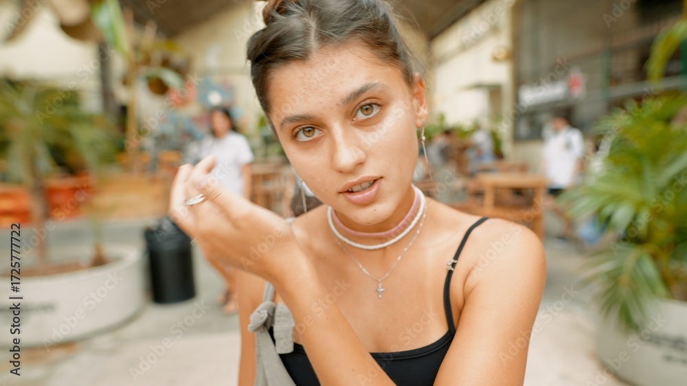 Φωτογραφία Stylish Young Woman with Natural Beauty Captured in an Urban Environment Setting
