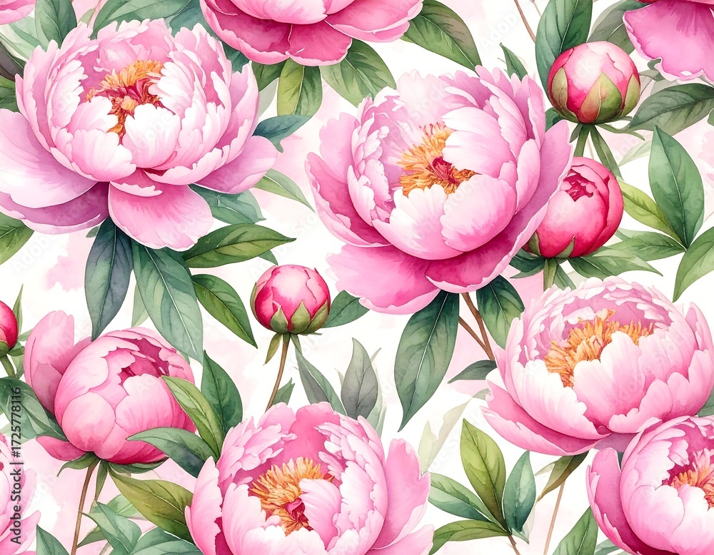 Obraz premium Delicate pink peony floral pattern (2)