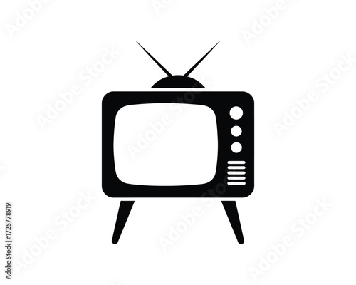 Retro television minimalist logo design concept, a vintage screen symbol
