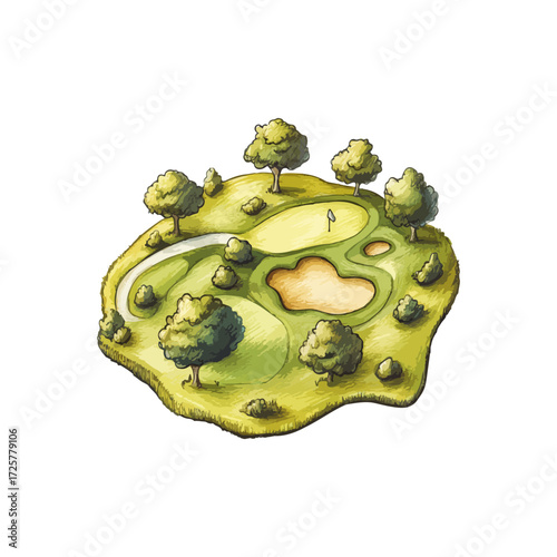 golf course hand drawn illustration