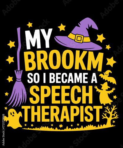 Retro My Broom Broke So I Became A Speech Therapist Halloween Lover