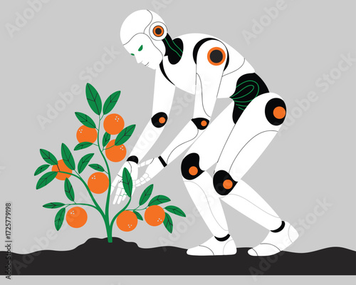 Robot tending to an orange tree Automation in agriculture