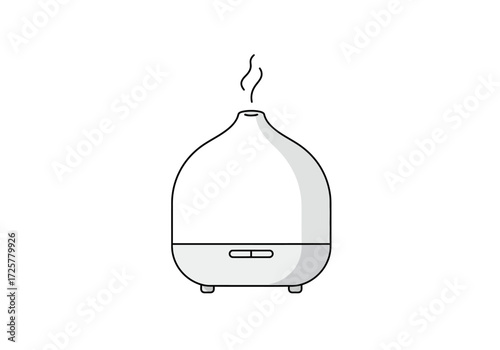 An essential oil diffuser releases vapor in this clean minimalist illustration