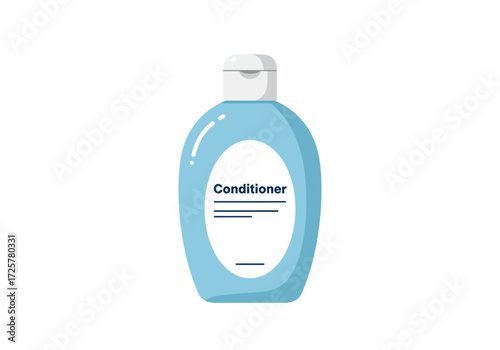 Light blue conditioner bottle with a white label that says Conditioner in navy blue