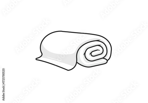 Rolled up white blanket with a black outline