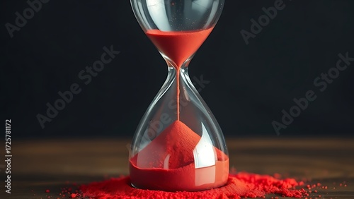 A cracked hourglass with red sand, symbolizing urgent health warnings in midlife.