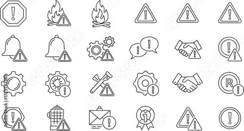 Collection of Warning and Notification Icons for Web and App Design