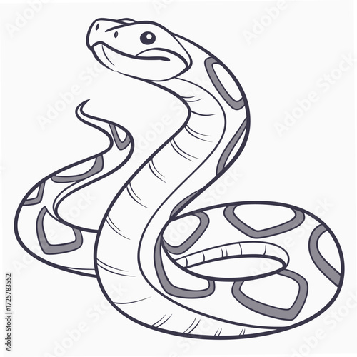 Outline drawing of a coiled snake with patterned body serpent reptile