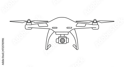 Detailed illustration of a drone with four rotors a clean silhouette