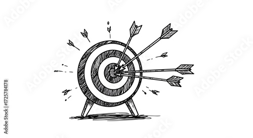 Target With Arrows in Sketch Style