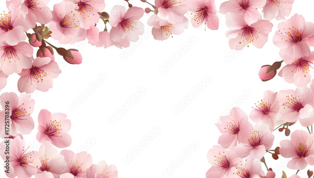 custom made wallpaper toronto digitalA border of delicate pink cherry blossoms framing a blank white space. perfect for invitations or announcements. with a soft. serene background suggesting springtime beauty