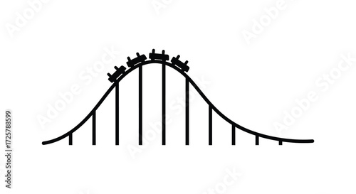 Simple black and white drawing of a rollercoaster ride a playful silhouette