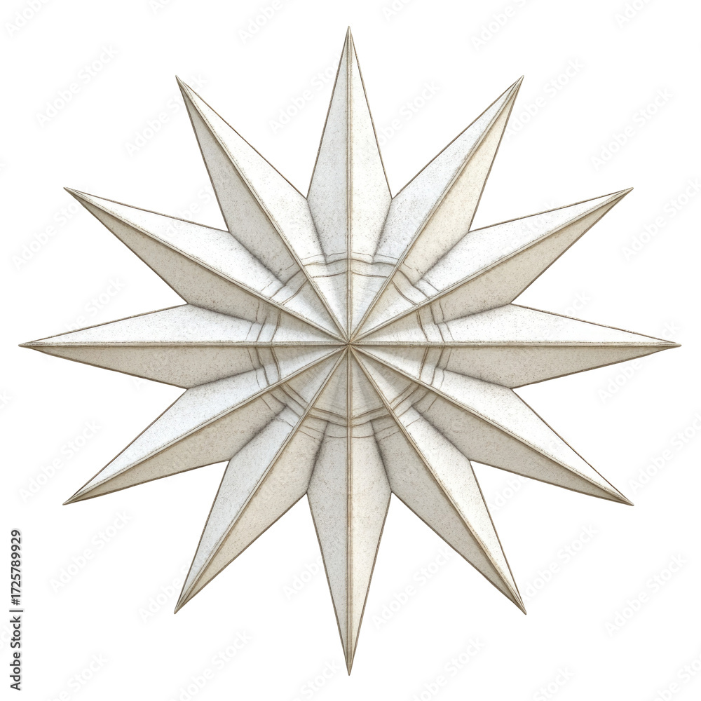 Fototapeta premium Ornate twelve pointed starburst emblem isolated on transparent background