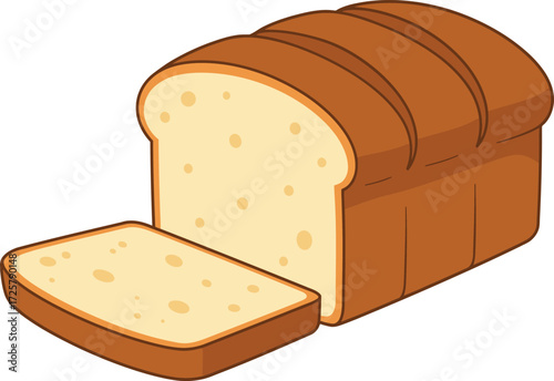 Golden brown loaf of sliced white bread freshly baked and ready for delicious sandwiches and toast isolated on transparent background