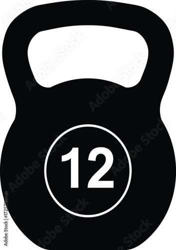 Iconographic representation of a 12 kg kettlebell ideal for fitness training and sports equipment concepts isolated on transparent background