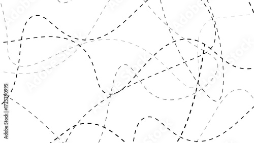 Abstract random black line patterns in detailed vector illustration design placed on a clean white background