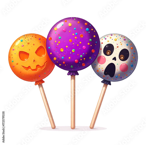 colorful halloween lollipop isolated on white background
