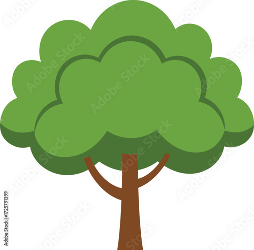 Vibrant green tree with brown trunk isolated for nature and outdoor concepts isolated on transparent background