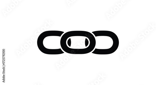 Interlocking rings forming a minimalist emblem a striking black silhouette