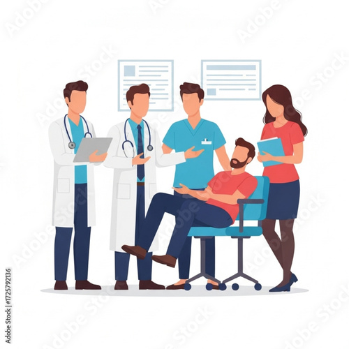 Dedicated Medical Team Providing Professional Consultation and Care to a Patient in a Modern Healthcare Clinic