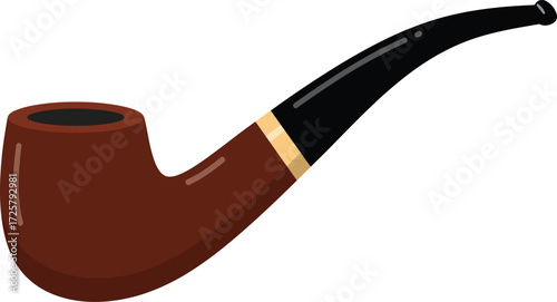Classic wooden smoking pipe with black stem isolated object for vintage tobacco enthusiast collection isolated on transparent background