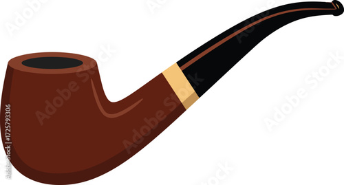 Classic tobacco pipe for smoking elegant wooden briar pipe with black mouthpiece and gold band accents smoking accessory isolated on transparent background