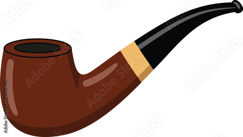 Classic smoking pipe with rich brown finish and black stem elegant accessory for tobacco enthusiasts isolated on isolated on transparent background