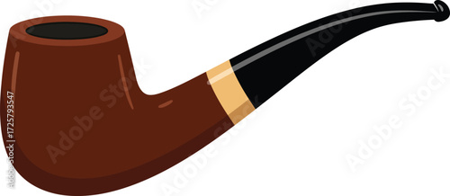 Classic smoking pipe with black stem and golden band a timeless accessory for tobacco enthusiasts and collectors isolated on transparent background