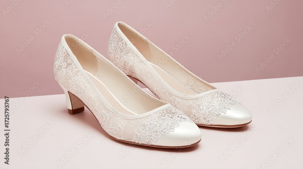 Obraz premium Elegant White Lace Heels for Bridal or Formal Occasions
