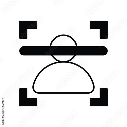 Facial Recognition icon with white background vector stock illustration