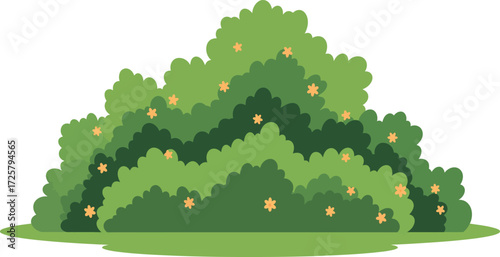 Lush green bush foliage nature element for garden design landscaping outdoor scene creation and environmental graphics isolated on transparent background