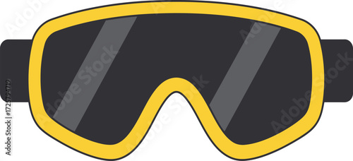 Bright yellow ski goggles with dark lenses essential winter sports eye protection gear isolated on transparent background