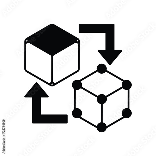 Digital Twin icon with white background vector stock illustration