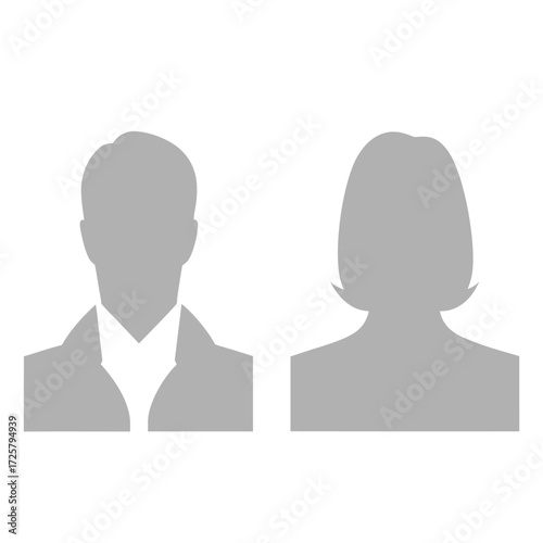 Generic male and female silhouette icons representing people profile and user avatar concepts