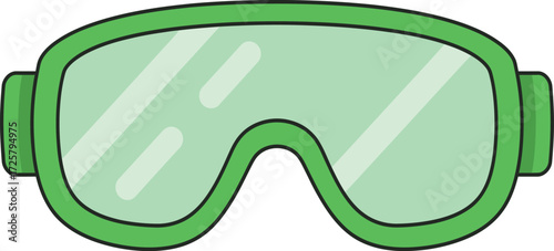 Bright green safety goggles for eye protection and vision clarity ideal for various activities and environments isolated on transparent background